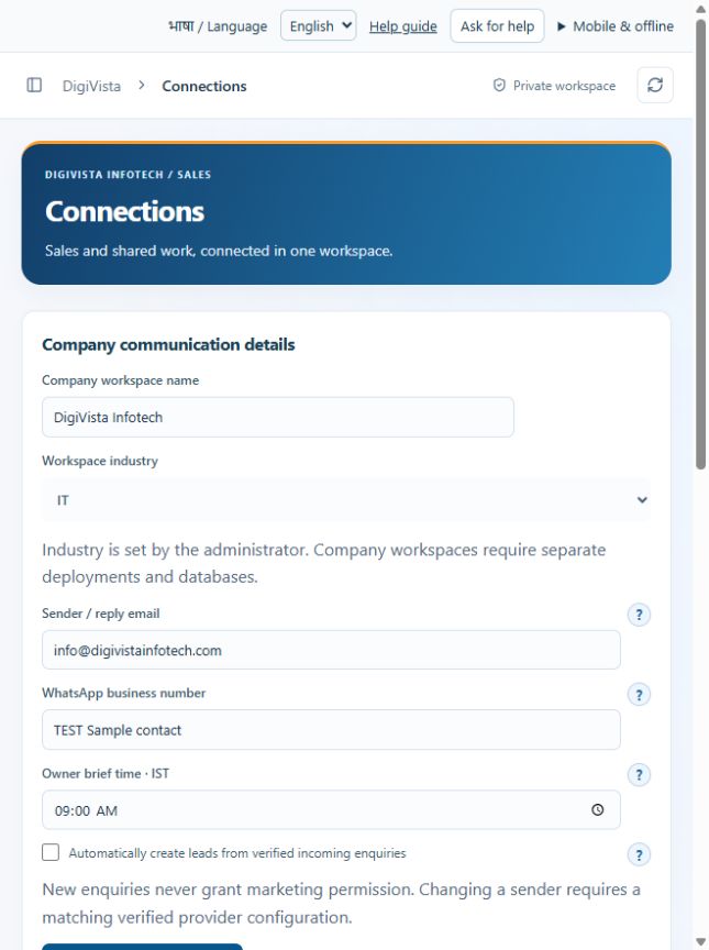 Connections screen preview