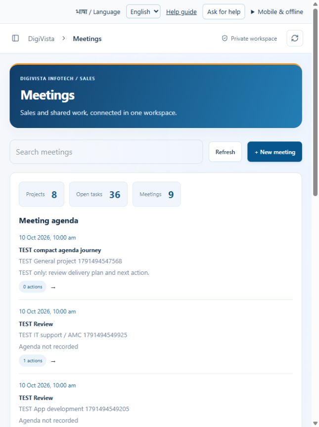 Meetings screen preview
