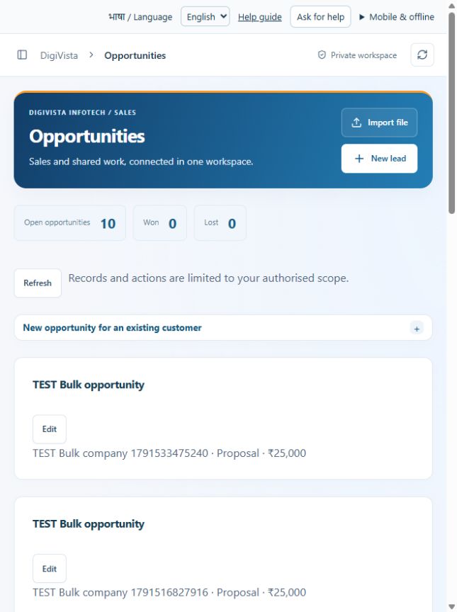 Opportunities screen preview