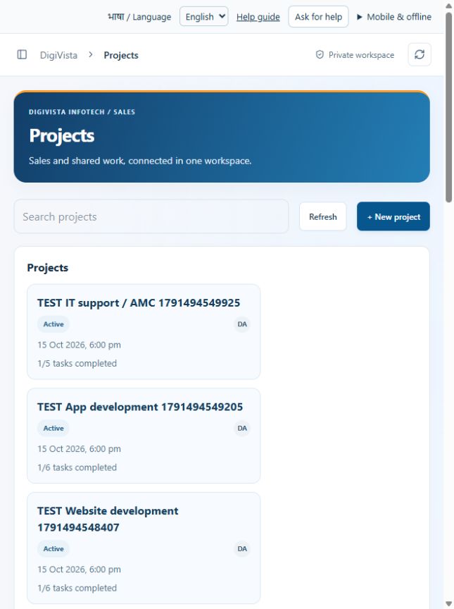 Projects screen preview